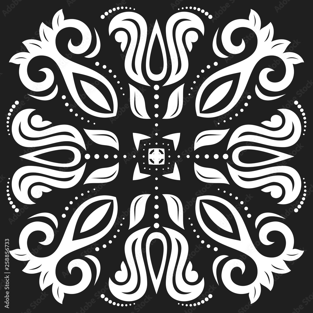 Fototapeta premium Elegant ornament in classic style. Abstract traditional pattern with oriental elements. Classic black and white vintage pattern