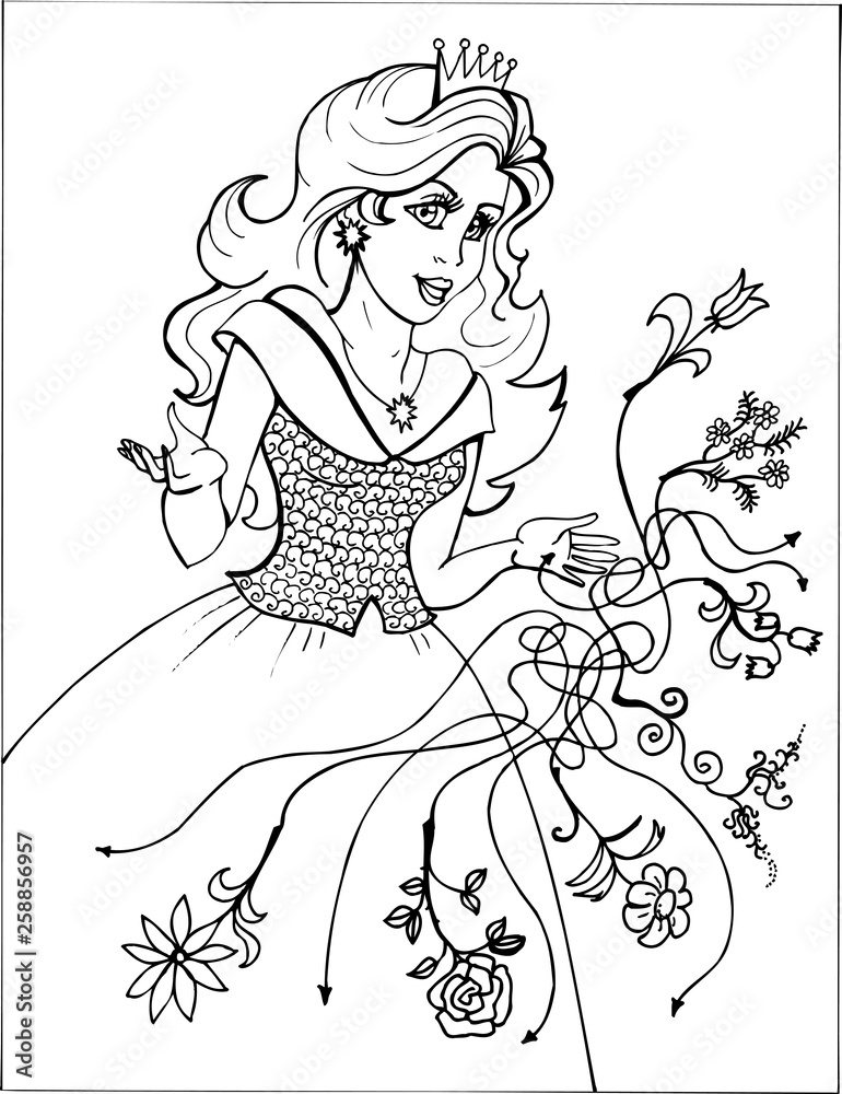 Obraz premium coloring book. princess. puzzles. tales 18
