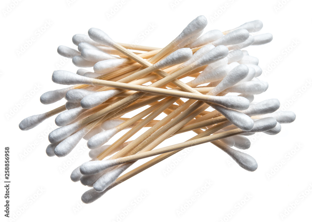 Cotton bud wood stick or cotton swab isolated on white background Cotton bud wood stick or cotton swab isolated on white background