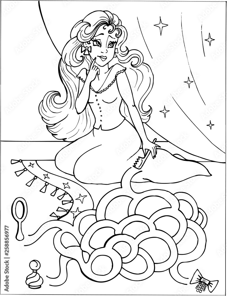 Plakat coloring book. princess. puzzles. tales 16