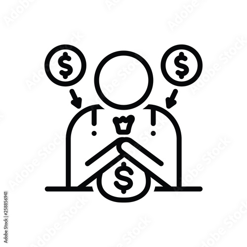Black line icon for fundraiser charity
