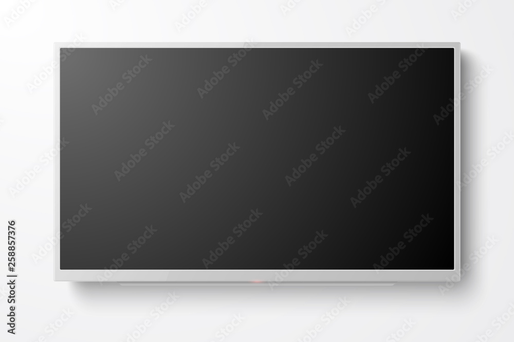 Vector 3d Realistic White Blank TV Screen. Modern LCD LED Panel Set Closeup Isolated on White Background. Design Template of Large Computer Monitor Display for Mockup Vector 3d Realistic White Blank TV Screen. Modern LCD LED Panel Set Closeup Isolated on White Background. Design Template of Large Computer Monitor Display for Mockup