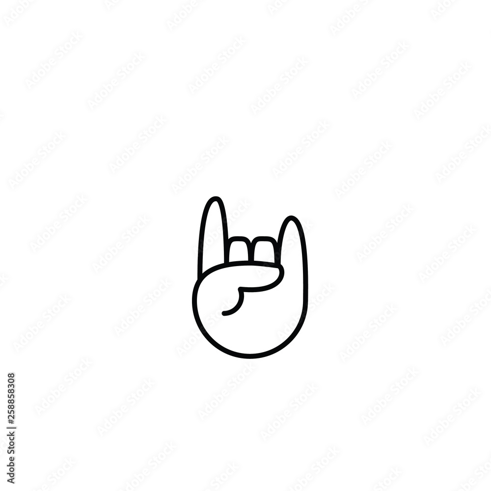 Goat rock, sign hands, metal and punk rock, fan. At a festival, a concert. Line logo rock and roll hands, on a white background, isolated. Goat rock, sign hands, metal and punk rock, fan. At a festival, a concert. Line logo rock and roll hands, on a white background, isolated.