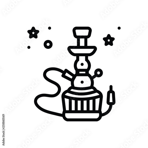 Black line icon for hookah smoke 