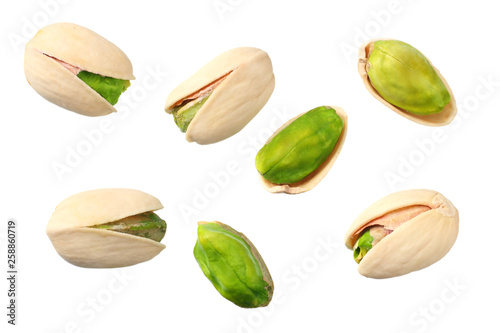 pistachio isolated on the white background. top view photo