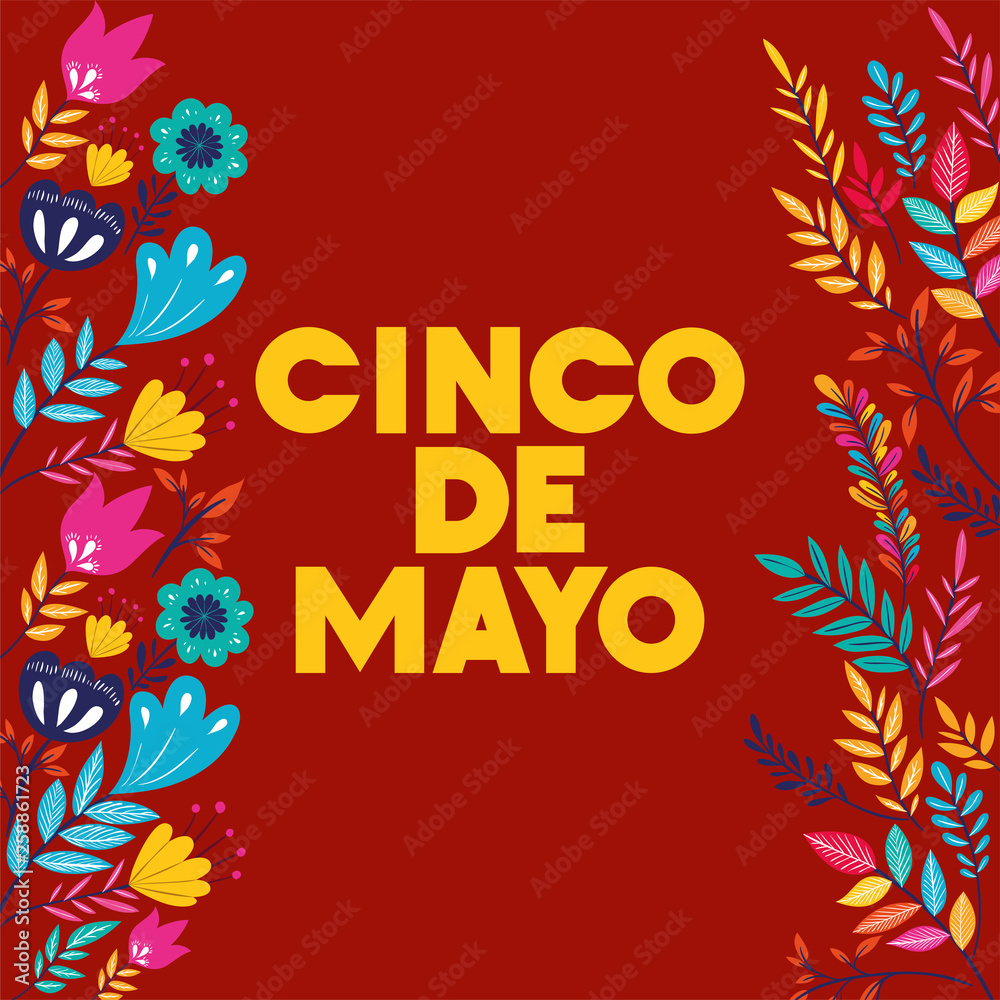 Obraz premium cinco de mayo card with floral frame