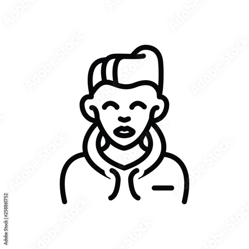 Black line icon for boy bloke