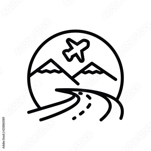 Black line icon for tourism touring