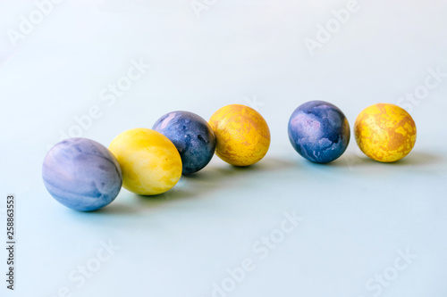 Blue and yellow Easter eggs
