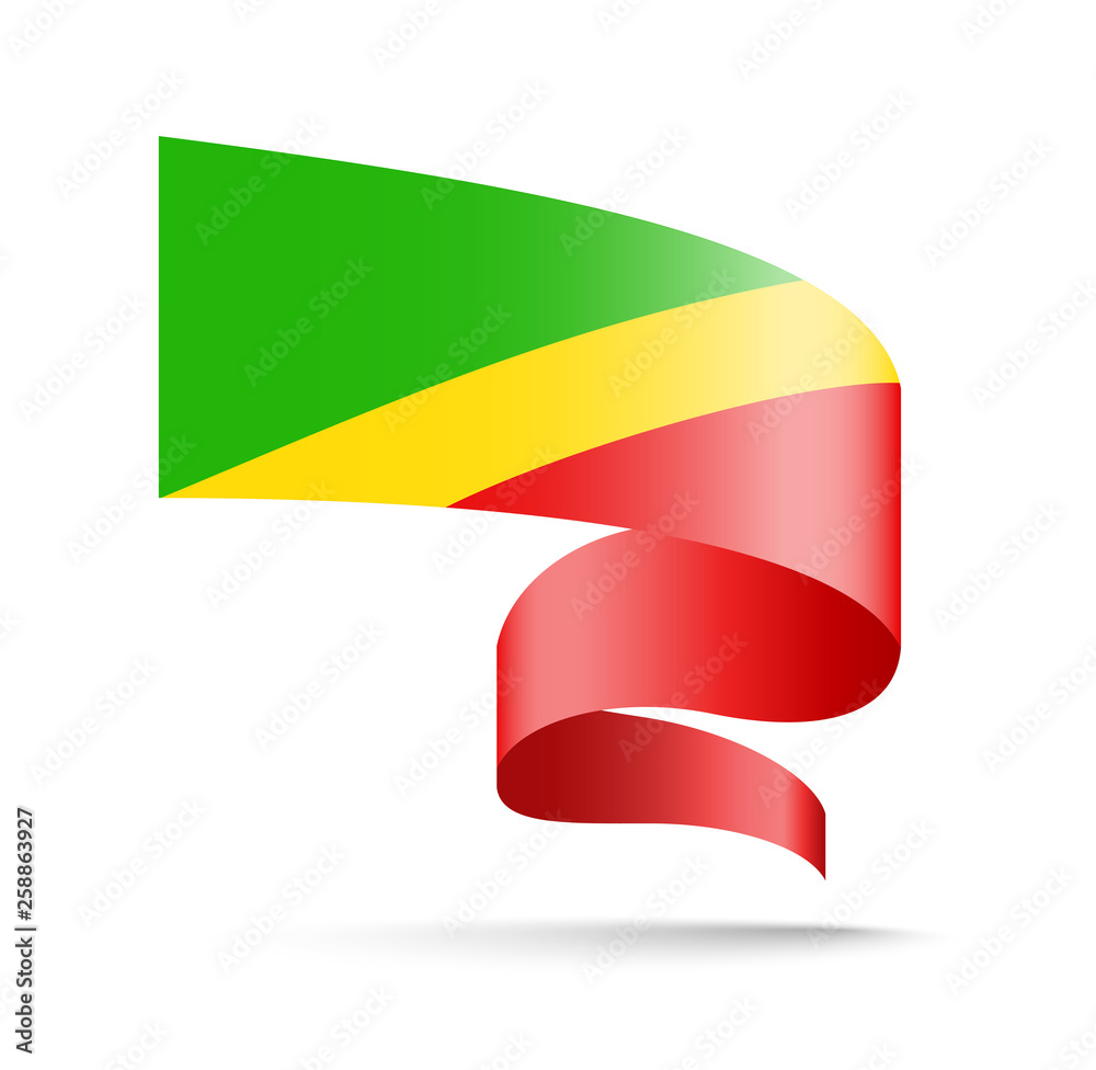 Congo flag in the form of wave ribbon. Congo flag in the form of wave ribbon.