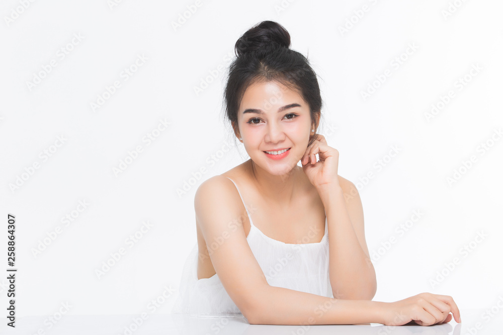 Beautiful smiling woman with clean skin, natural make-up Beautiful smiling woman with clean skin, natural make-up