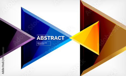 Free Download Triangles repetiton geometric abstract background, multicolored glossy triangular shapes, hi-tech poster cover design or web presentation template with copy space - GFXLoad