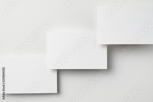 top view of 3 business card isolated on white