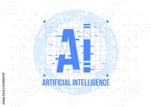 AI. Conceptual Layout with HUD elements for print and web. Lettering with futuristic user interface elements.