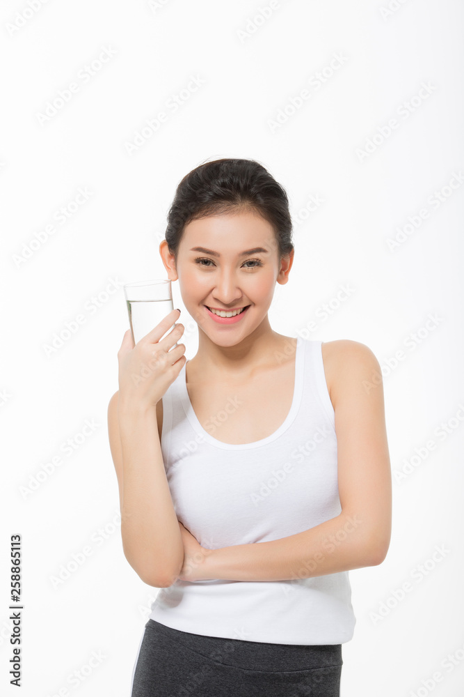 woman drinking from a glass of water. Health care concept photo woman drinking from a glass of water. Health care concept photo