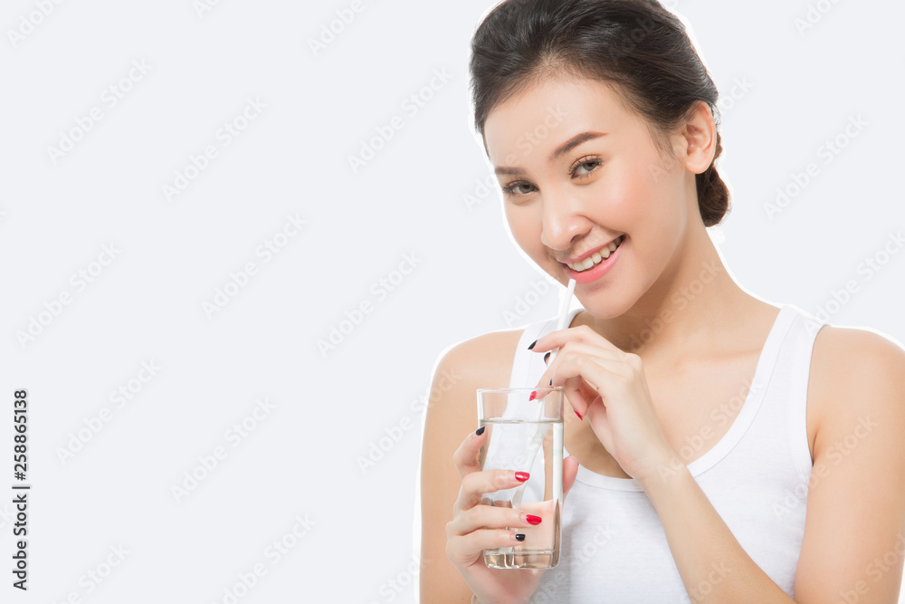 woman drinking from a glass of water. Health care concept photo woman drinking from a glass of water. Health care concept photo