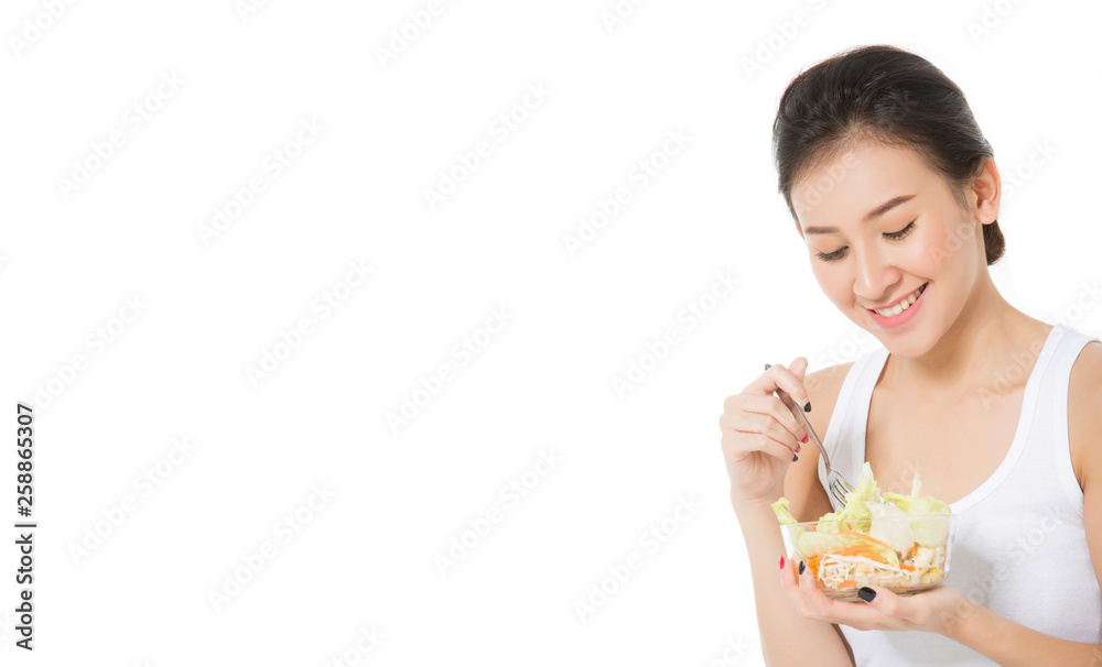 young woman holding green apple isolated over white background young woman holding green apple isolated over white background