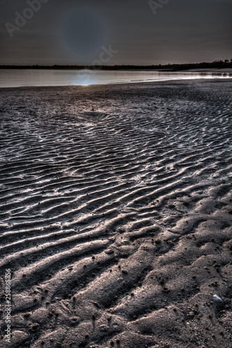 Monochrome of patterns in the sand flats at Honeymoon Bay Kalumburu