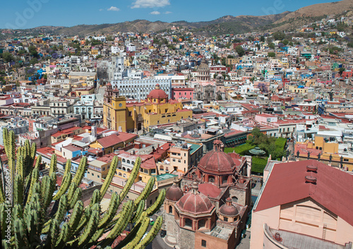 Top view of colonial city of Guanajuato, Guanajuato state, Mexico.