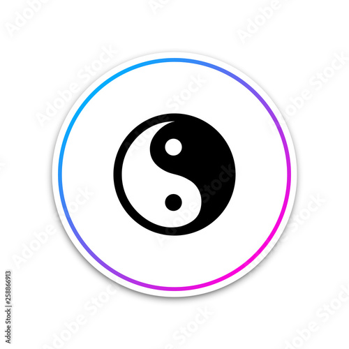 Yin Yang symbol of harmony and balance icon isolated on white background. Circle white button. Vector Illustration