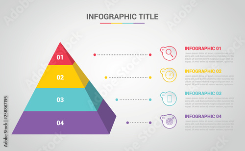 3D pyramid infographic template with 4 step or process for banners diagrams - vector