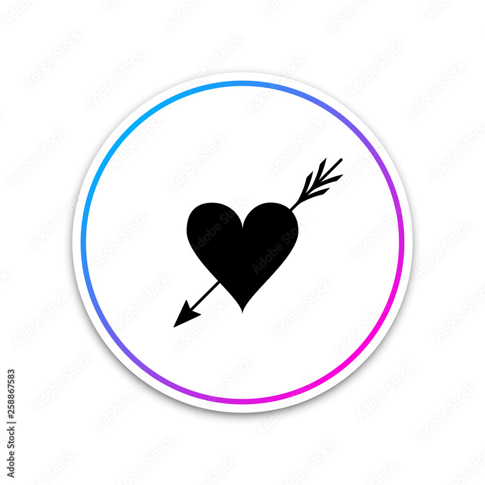 Amour symbol with heart and arrow icon isolated on white background. Love sign. Valentines symbol. Circle white button. Vector Illustration Amour symbol with heart and arrow icon isolated on white background. Love sign. Valentines symbol. Circle white button. Vector Illustration