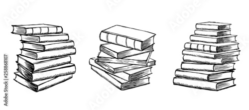 Book vector. Hand drawn illustration in sketch style.