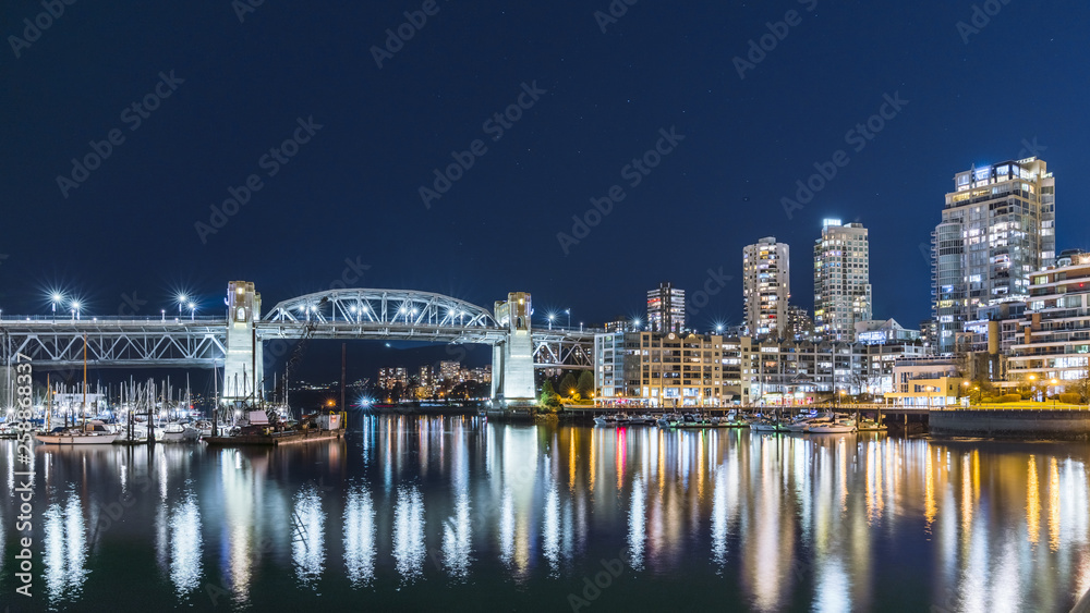 Vancouver, British Columbia, Canada. Burrard Bridge, as it spans across False Creek.