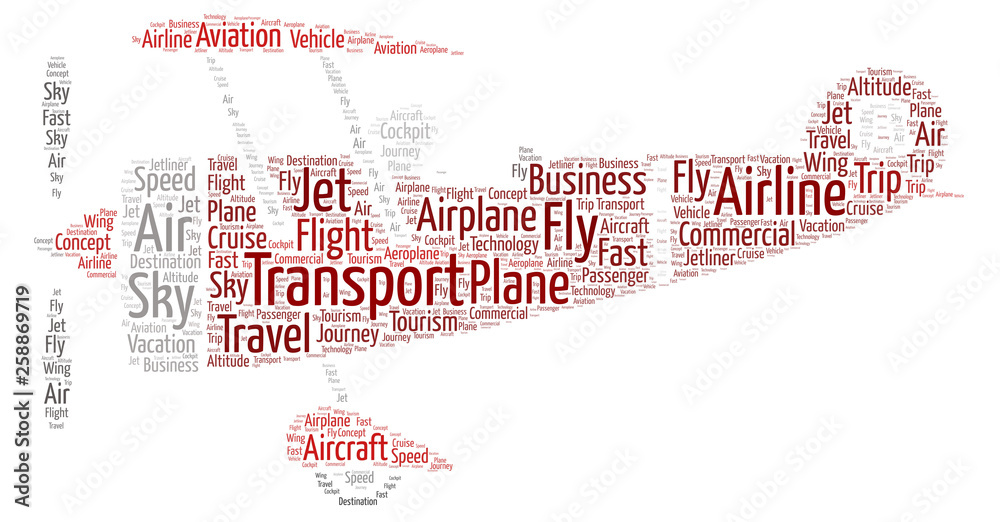 Antique Airplane Red Word Cloud