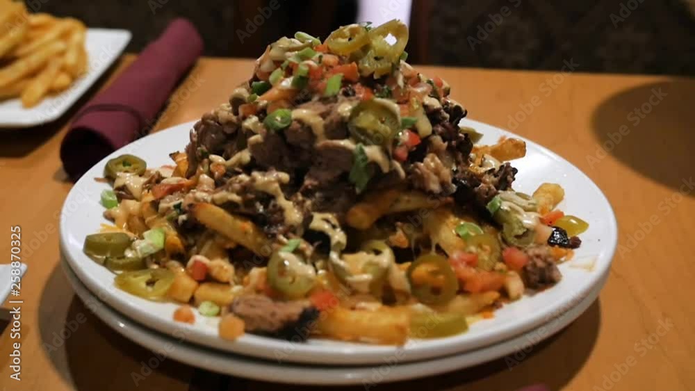 hillbilly french fries toped with cheese beef brisket fry sauce