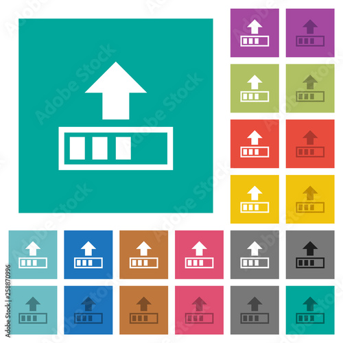 Upload in progress square flat multi colored icons