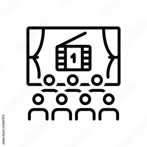 Black line icon for cinema cinematograph