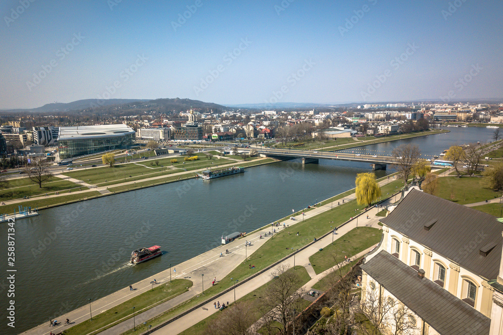 Poland, Cracow, Vistula and the bridge
