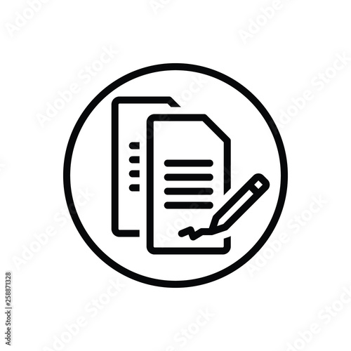 Black line icon for contract agreement