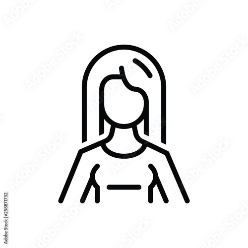 Black line icon for girl wench