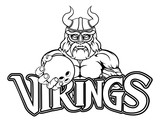 A Viking warrior gladiator bowling sports mascot