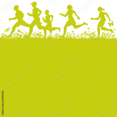 Jogger rennen auf der Fr  hlingswiese