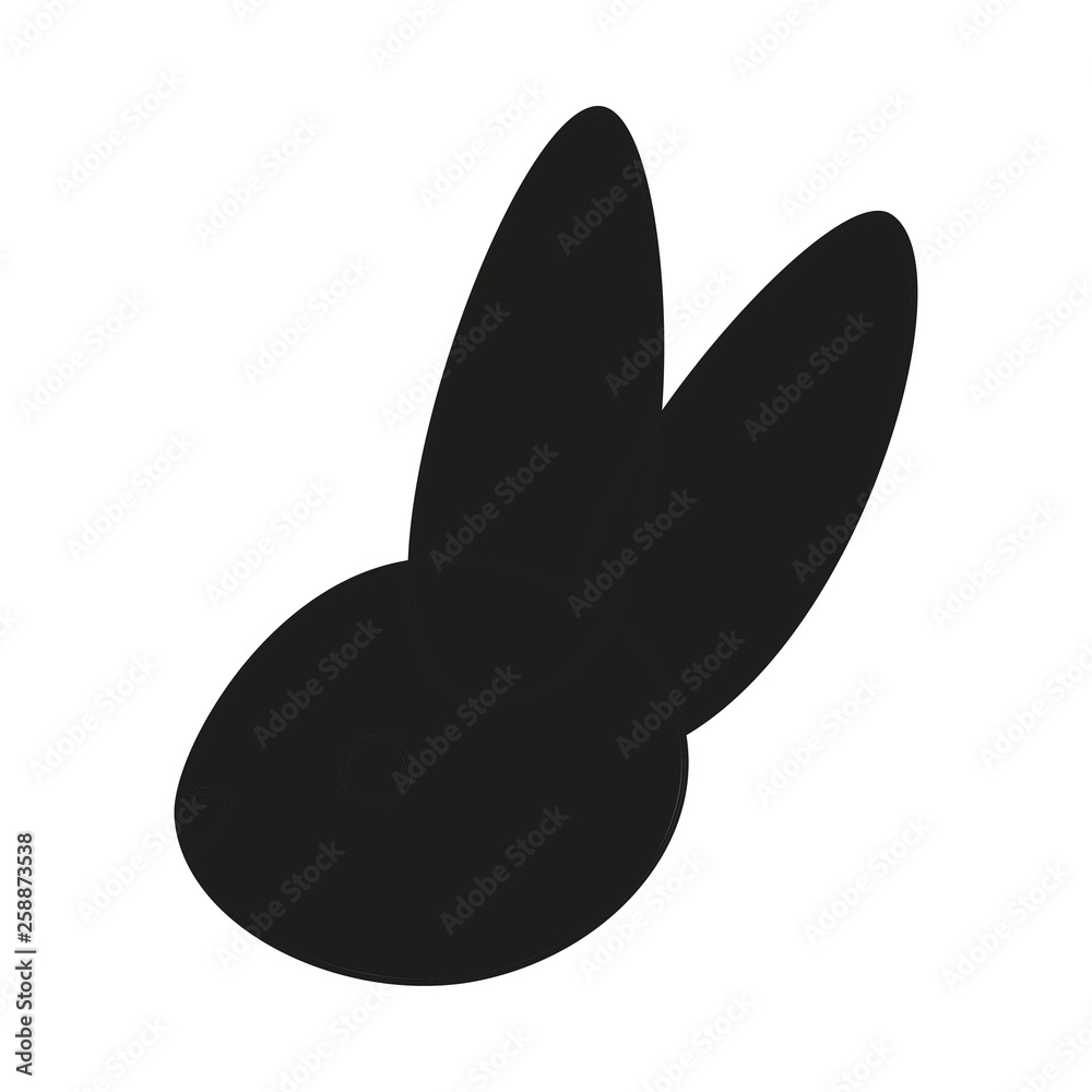 Black and white bunny head side view silhouette Black and white bunny head side view silhouette