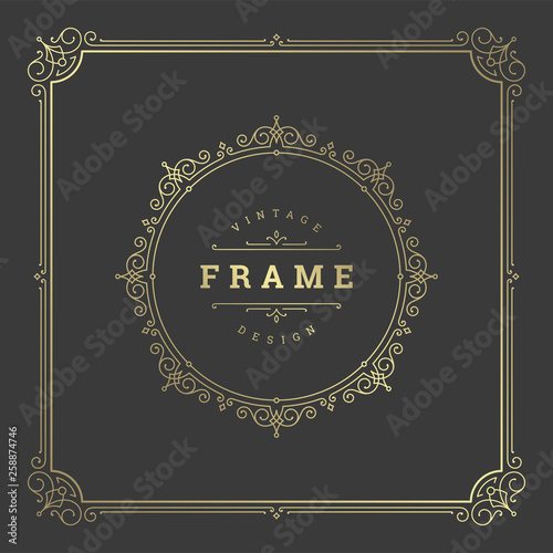 Vintage flourishes ornament frame template vector illustration.