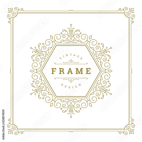 Vintage flourishes ornament frame template vector illustration.