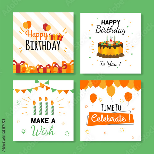 Photography Set of square birthday greeting cards. Vol.2