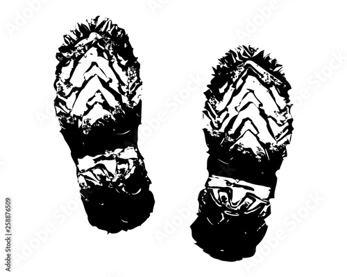 Imprint of the sole of the boot grunge texture dirty effect