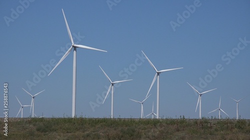 Windmills, Wind Turbines, Agriculture Wheat Field Generator Power, Electricity