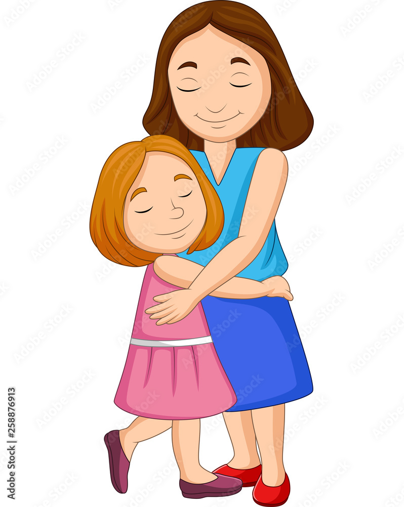 Illustration of Mother and daughter hugging Illustration of Mother and daughter hugging