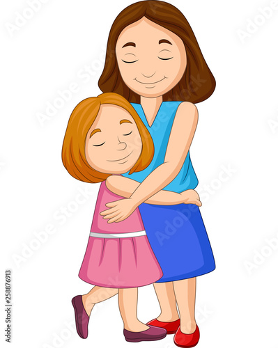 Illustration of Mother and daughter hugging 