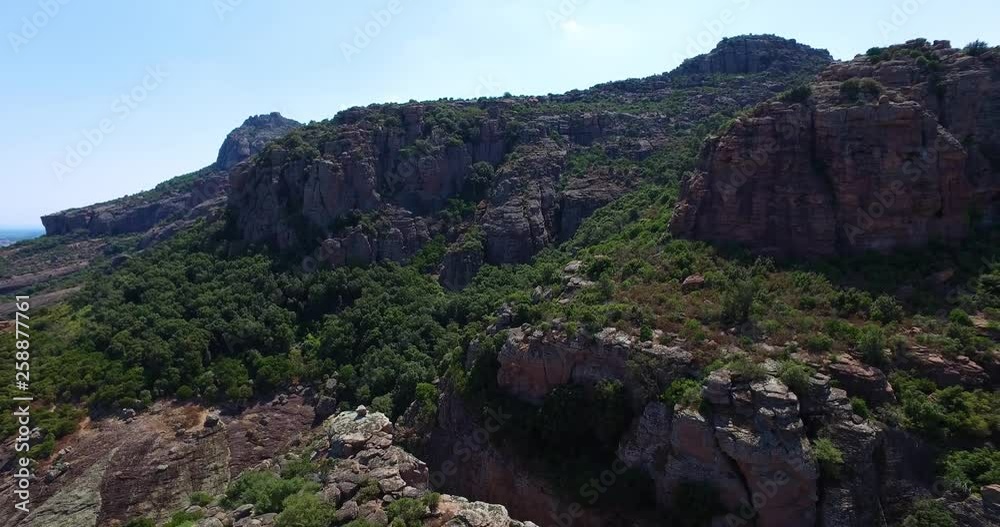 Aerial view of landscape of Cannes mountain and canyon at sunny summer morning