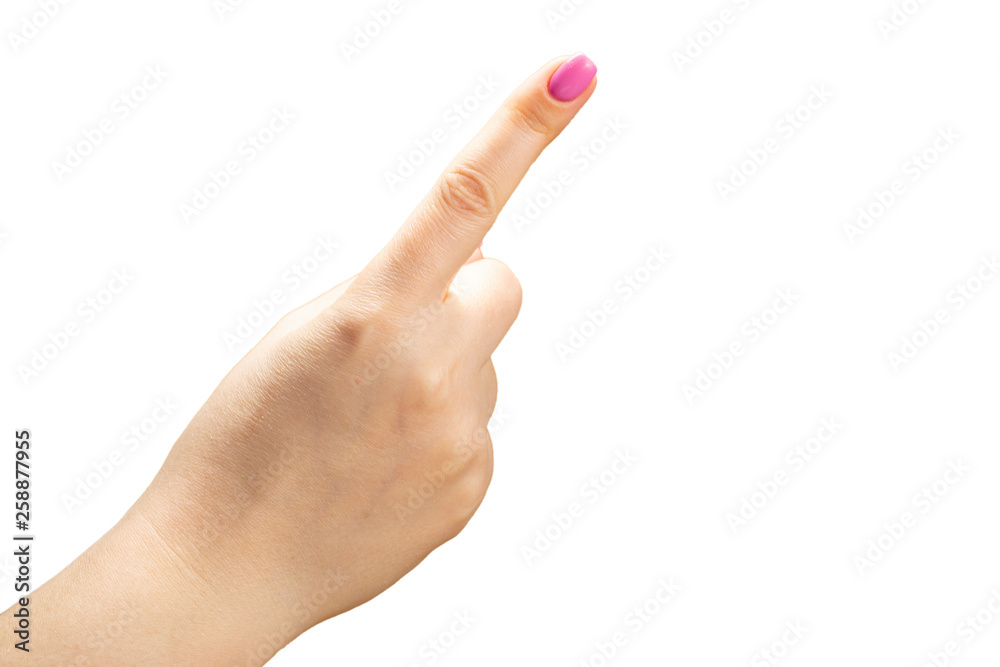 Beauty woman hands with pink fashion manicure. Isolated image Beauty woman hands with pink fashion manicure. Isolated image