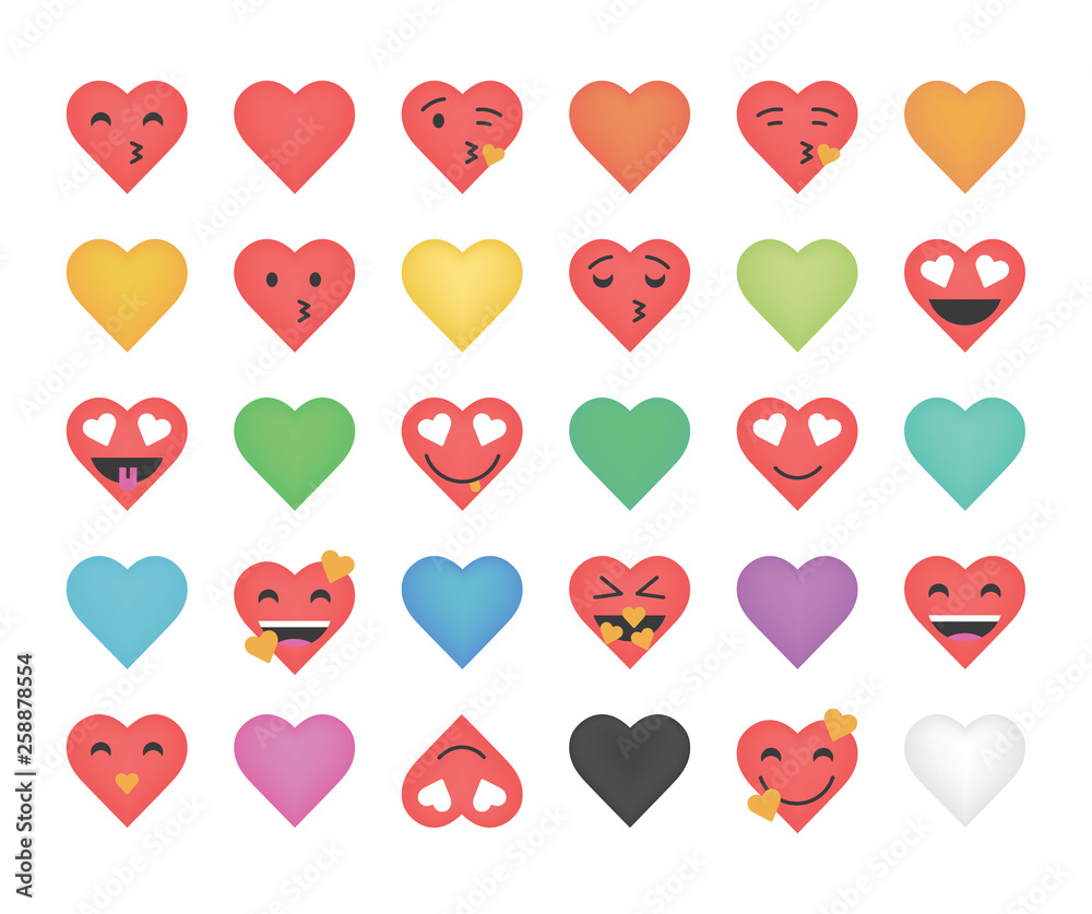 Set of lovely emoticon vector