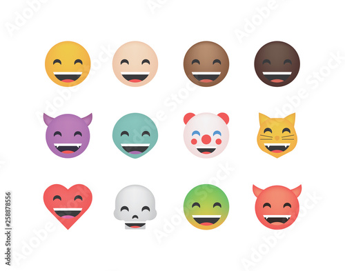 Set of happy emoticon vector