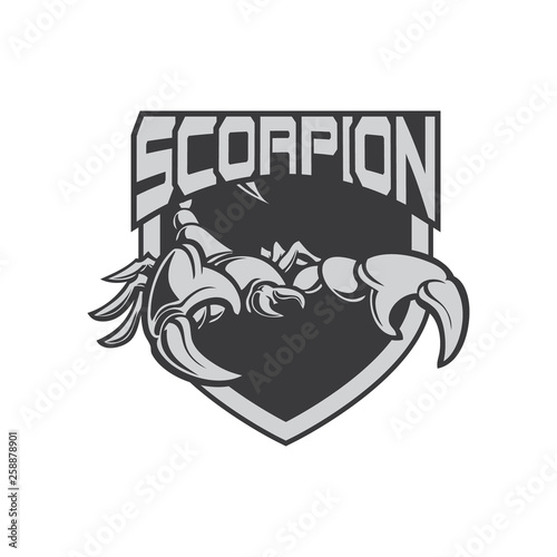 illustration scorpion icon e sport logo with shield